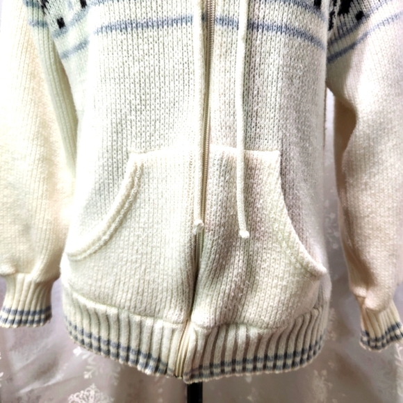 KITTY HAWK Knit Fair Isle Mohair Blend VTG Zip Hooded Sweater - Picture 10 of 12